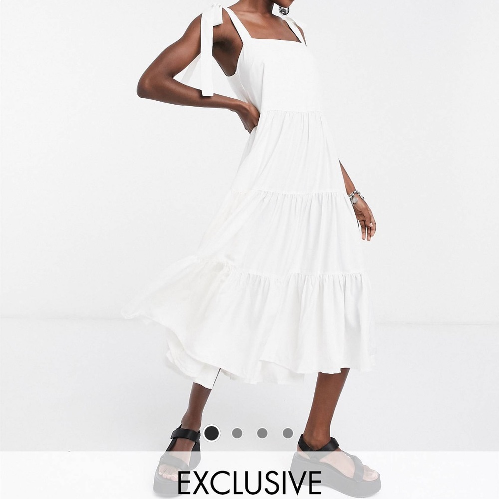 White midi dress with tie straps